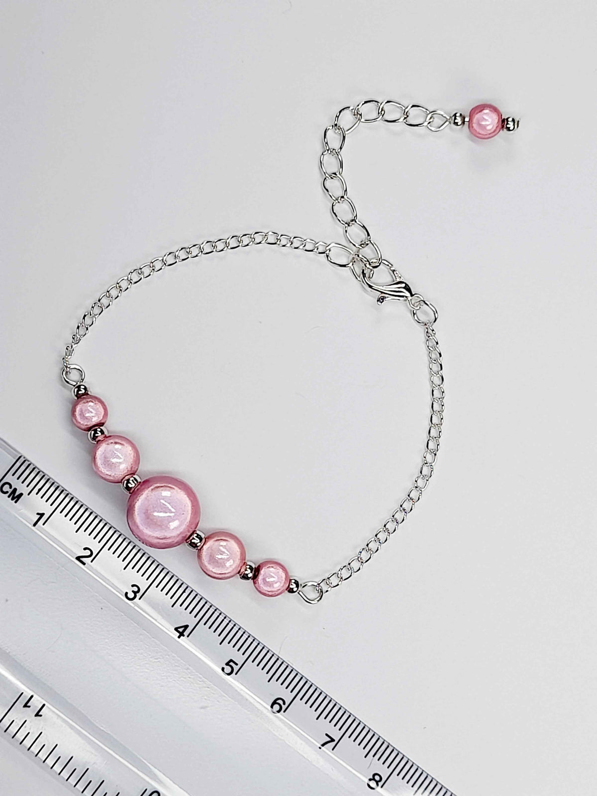 Handmade Pale Pink Bead Bracelet, Pastel Pink Miracle Beads, Adjustable Size