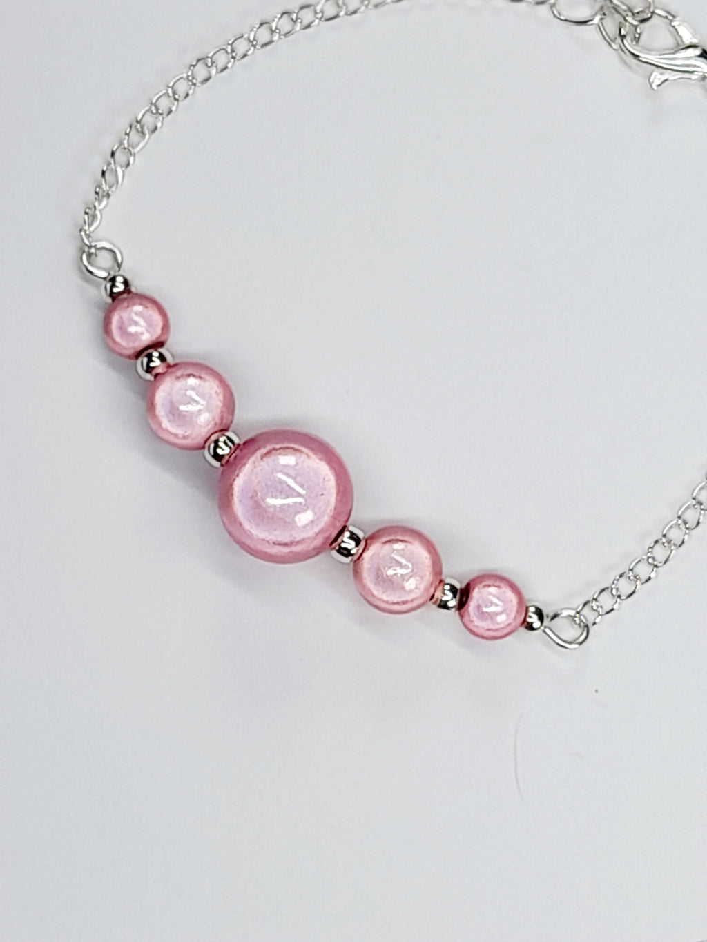 Handmade Pale Pink Bead Bracelet, Pastel Pink Miracle Beads, Adjustable Size
