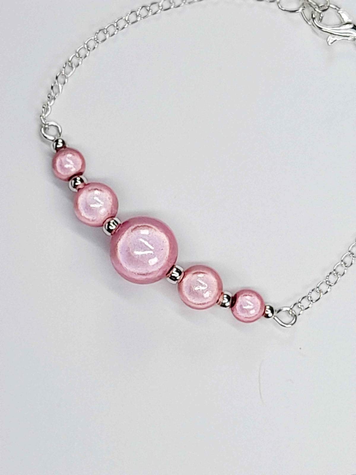 Handmade Pale Pink Bead Bracelet, Pastel Pink Miracle Beads, Adjustable Size
