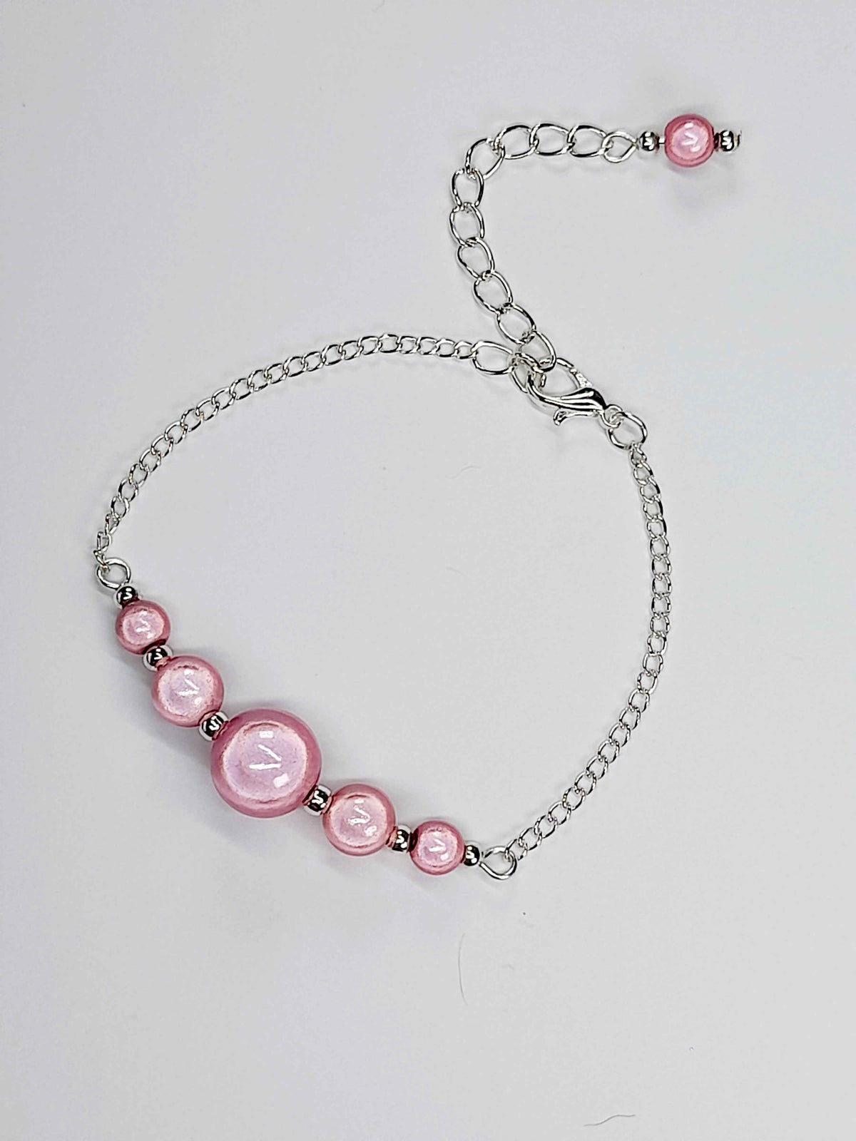 Handmade Pale Pink Bead Bracelet, Pastel Pink Miracle Beads, Adjustable Size