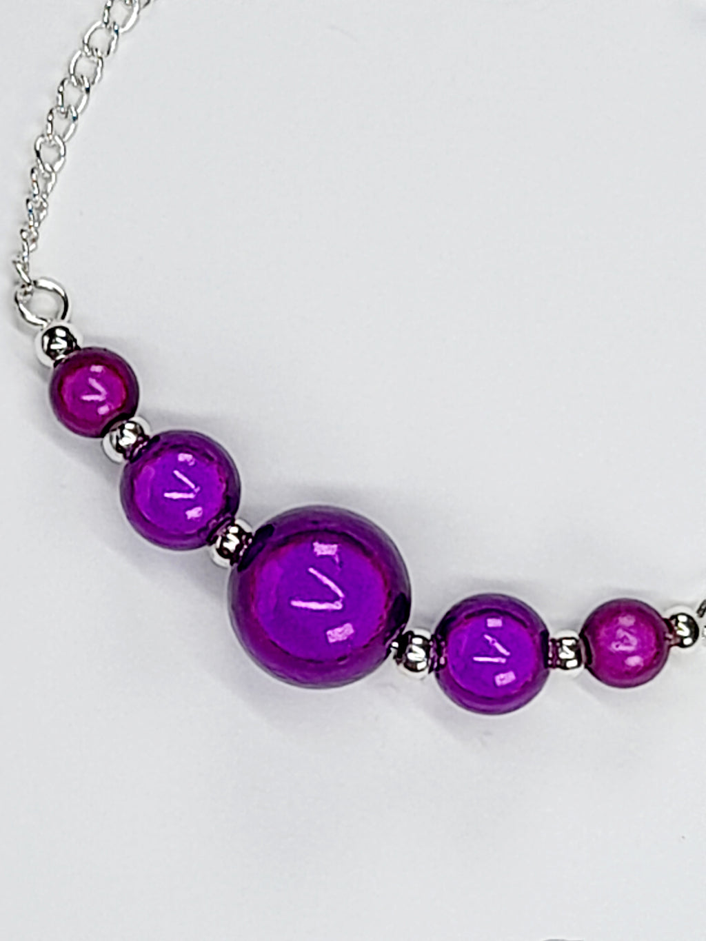 Handmade Purple Bead Bracelet, Bright Purple Miracle Beads, Adjustable Size