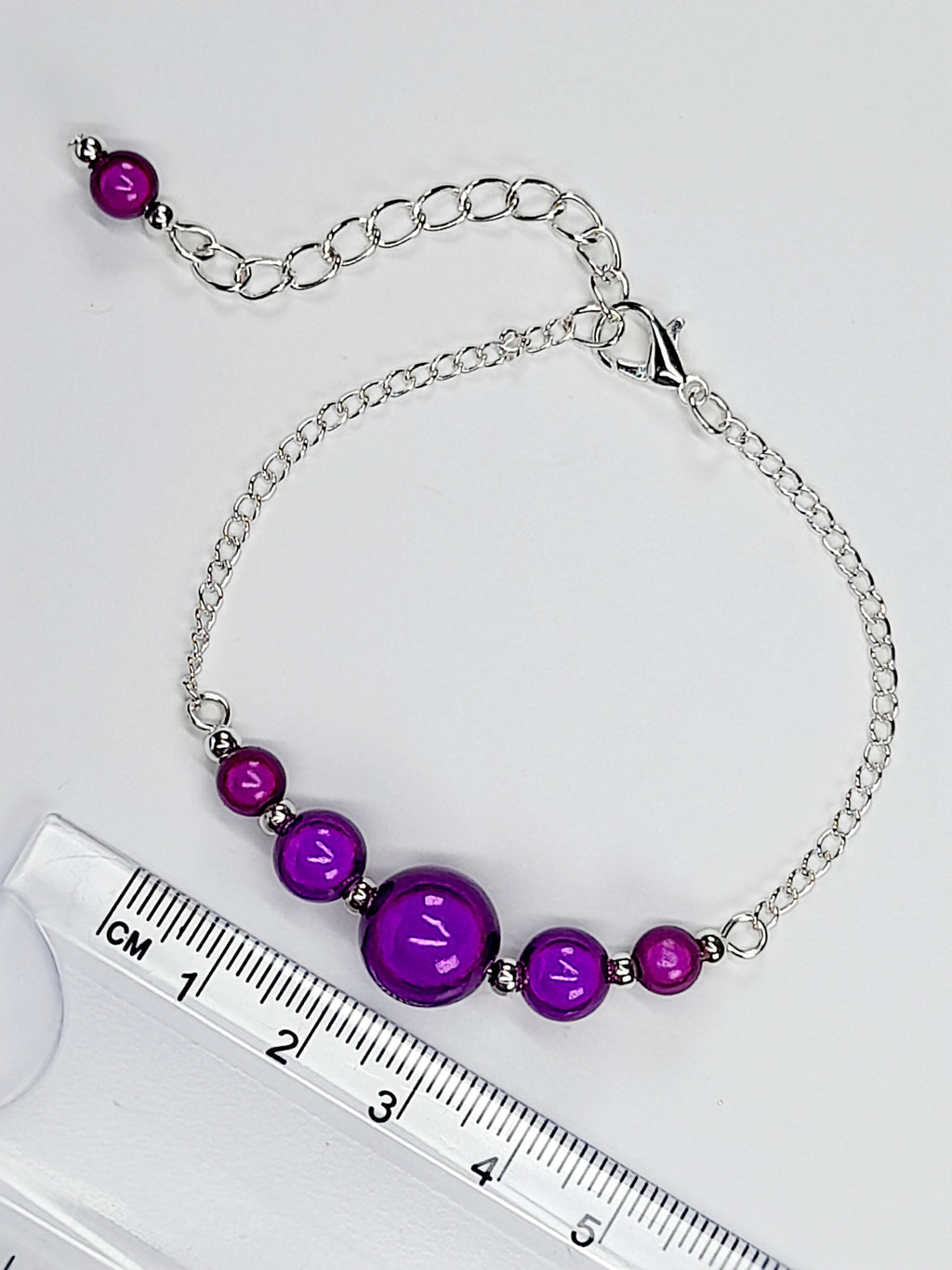 Handmade Purple Bead Bracelet, Bright Purple Miracle Beads, Adjustable Size