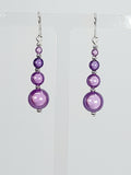 Bright Silver & Lilac Luminescent Bead Earrings
