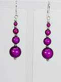 Bright Silver & Purple Luminescent Bead Earrings
