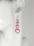 Bright Silver & Pale Pink Luminescent Bead Earrings