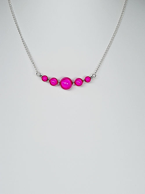 Bright Hot Pink Miracle Bead Necklace, Handmade, Lightweight 18‑Inch Necklace