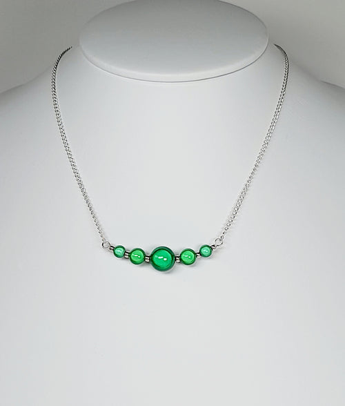 Bright Green Miracle Bead Necklace, Handmade, Lightweight 18‑Inch Necklace