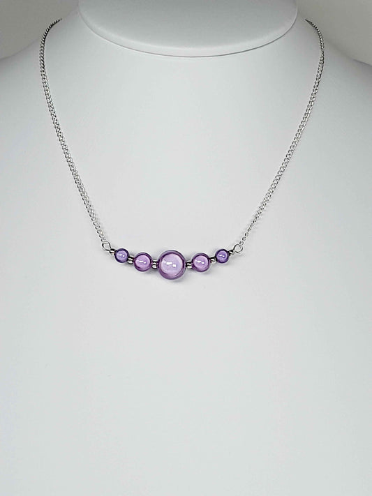 Lilac Miracle Bead Necklace, Handmade, Lightweight 18‑Inch Necklace