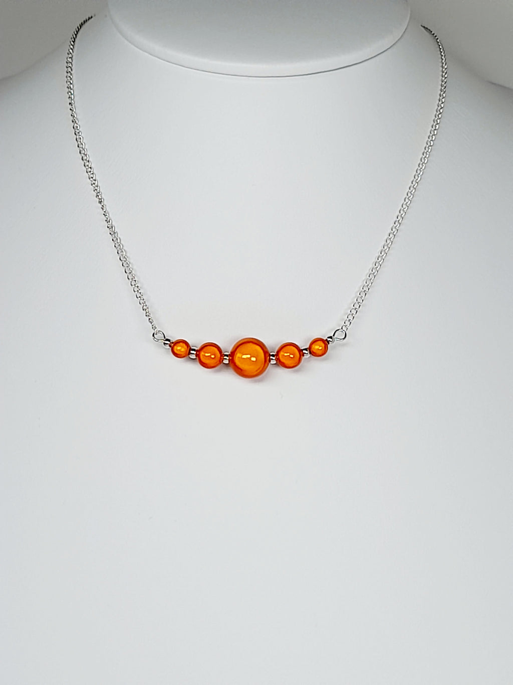 Bright Orange Miracle Bead Necklace, Handmade, Lightweight 18‑Inch Necklace