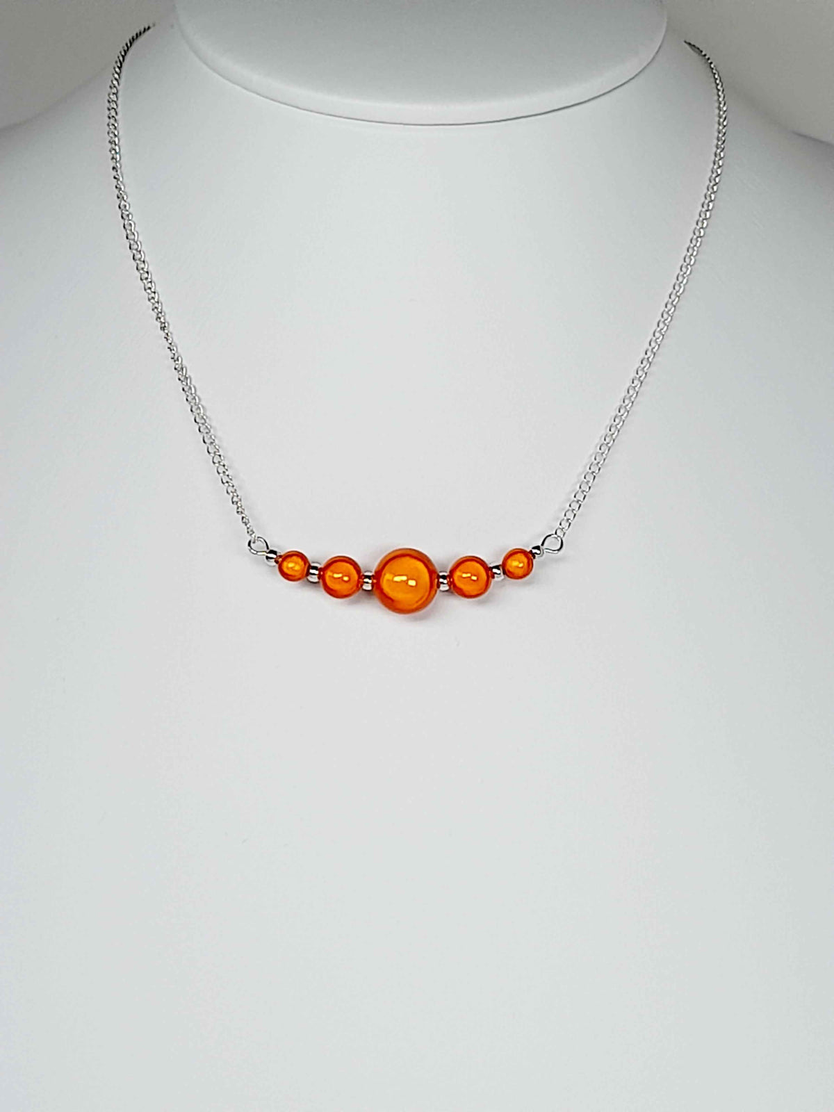 Bright Orange Miracle Bead Necklace, Handmade, Lightweight 18‑Inch Necklace
