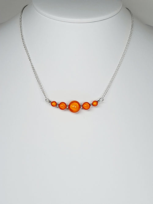 Bright Orange Miracle Bead Necklace, Handmade, Lightweight 18‑Inch Necklace