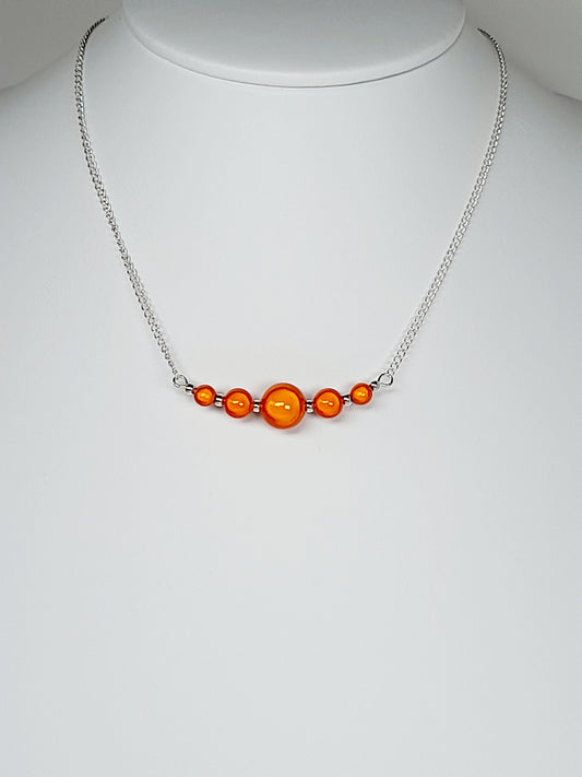 Bright Orange Miracle Bead Necklace, Handmade, Lightweight 18‑Inch Necklace