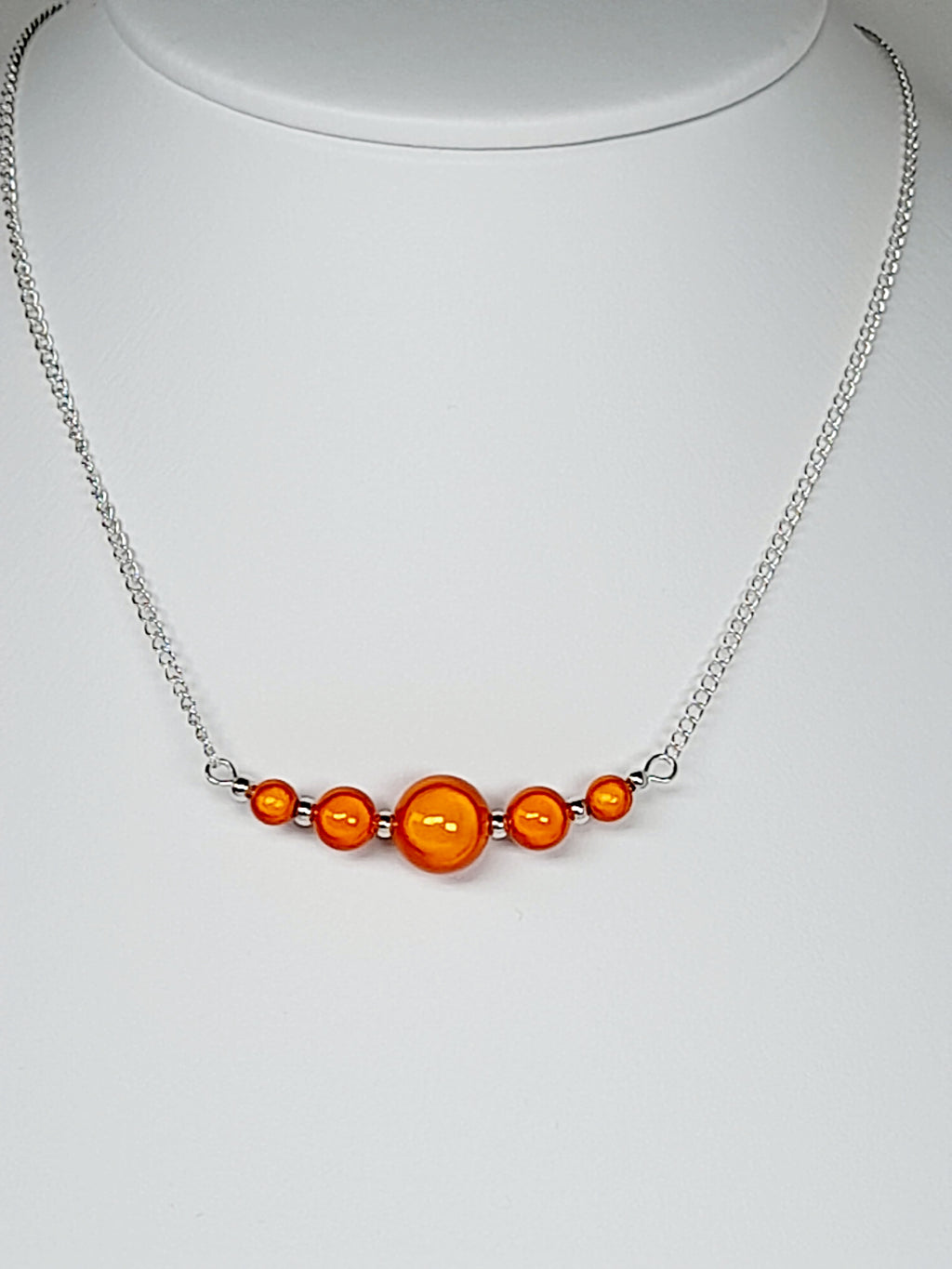 Bright Orange Miracle Bead Necklace, Handmade, Lightweight 18‑Inch Necklace