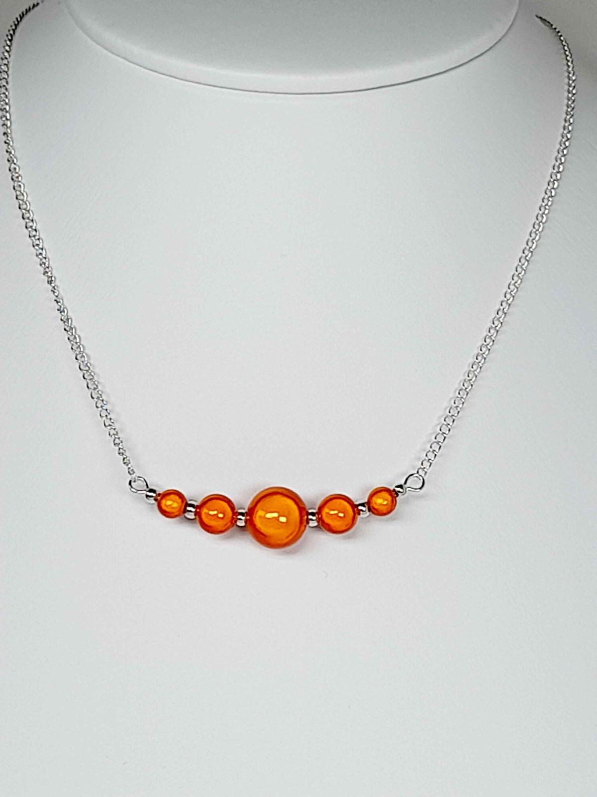 Bright Orange Miracle Bead Necklace, Handmade, Lightweight 18‑Inch Necklace