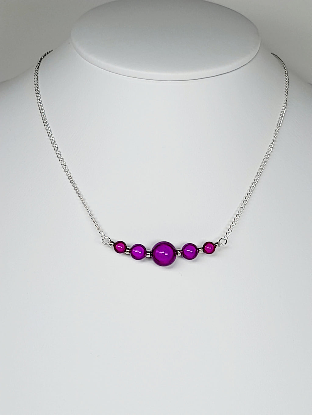 Bright Purple Miracle Bead Necklace, Handmade, Lightweight 18‑Inch Necklace