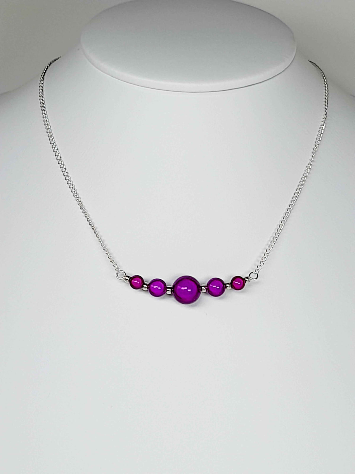 Bright Purple Miracle Bead Necklace, Handmade, Lightweight 18‑Inch Necklace