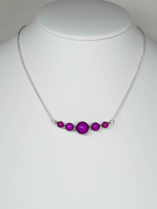 Bright Purple Miracle Bead Necklace, Handmade, Lightweight 18‑Inch Necklace