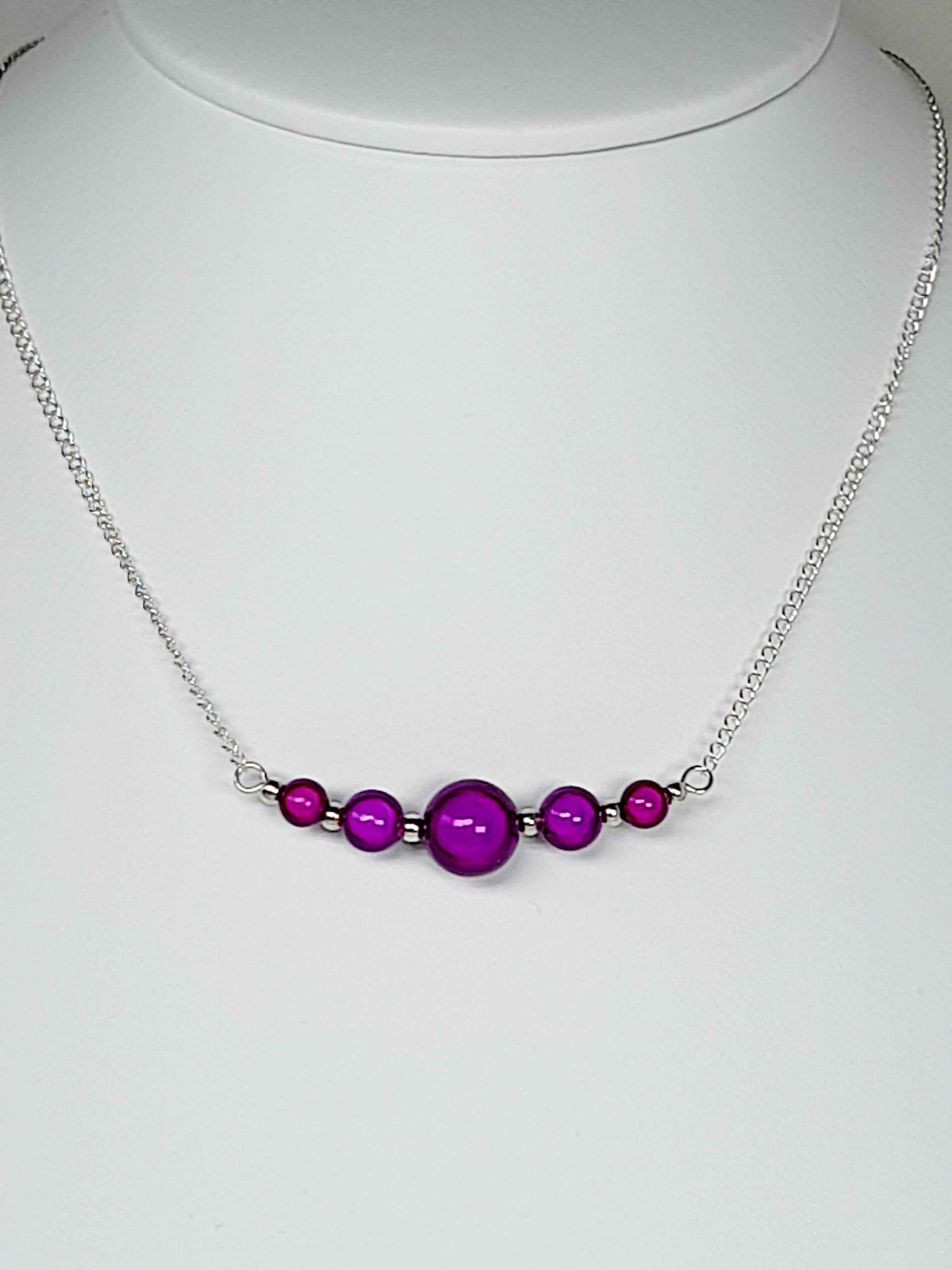 Bright Purple Miracle Bead Necklace, Handmade, Lightweight 18‑Inch Necklace