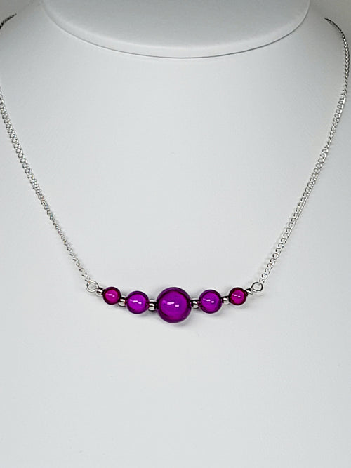 Bright Purple Miracle Bead Necklace, Handmade, Lightweight 18‑Inch Necklace