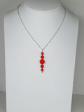 Bright Red Miracle Bead Pendant Necklace, Handmade, Lightweight 18‑Inch Necklace