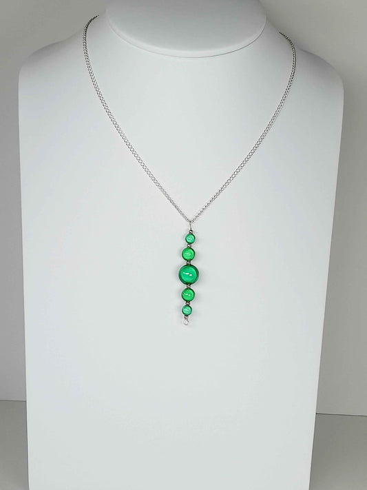 Bright Green Miracle Bead Pendant Necklace, Handmade, Lightweight 18‑Inch Necklace
