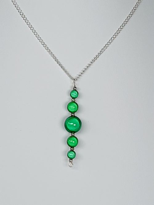 Bright Green Miracle Bead Pendant Necklace, Handmade, Lightweight 18‑Inch Necklace