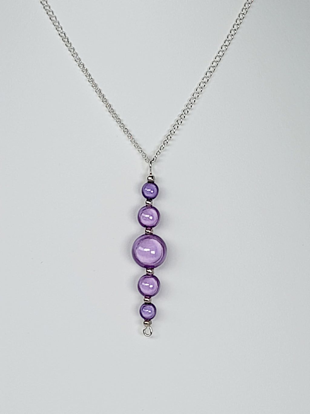 Lilac Miracle Bead Pendant Necklace, Handmade, Lightweight 18‑Inch Necklace