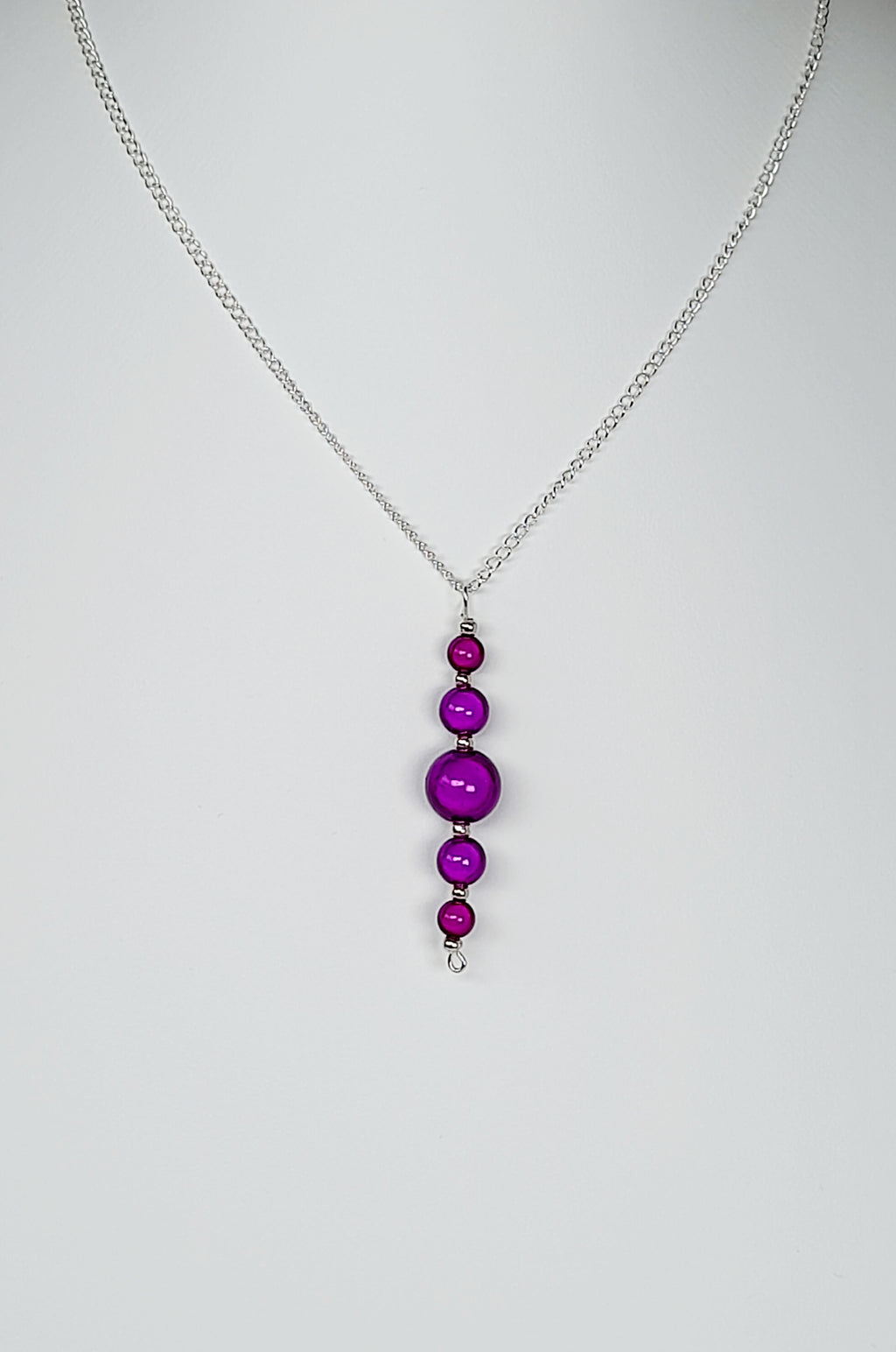 Purple Miracle Bead Pendant Necklace, Handmade, Lightweight 18‑Inch Necklace