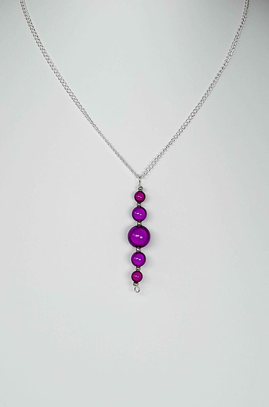 Purple Miracle Bead Pendant Necklace, Handmade, Lightweight 18‑Inch Necklace