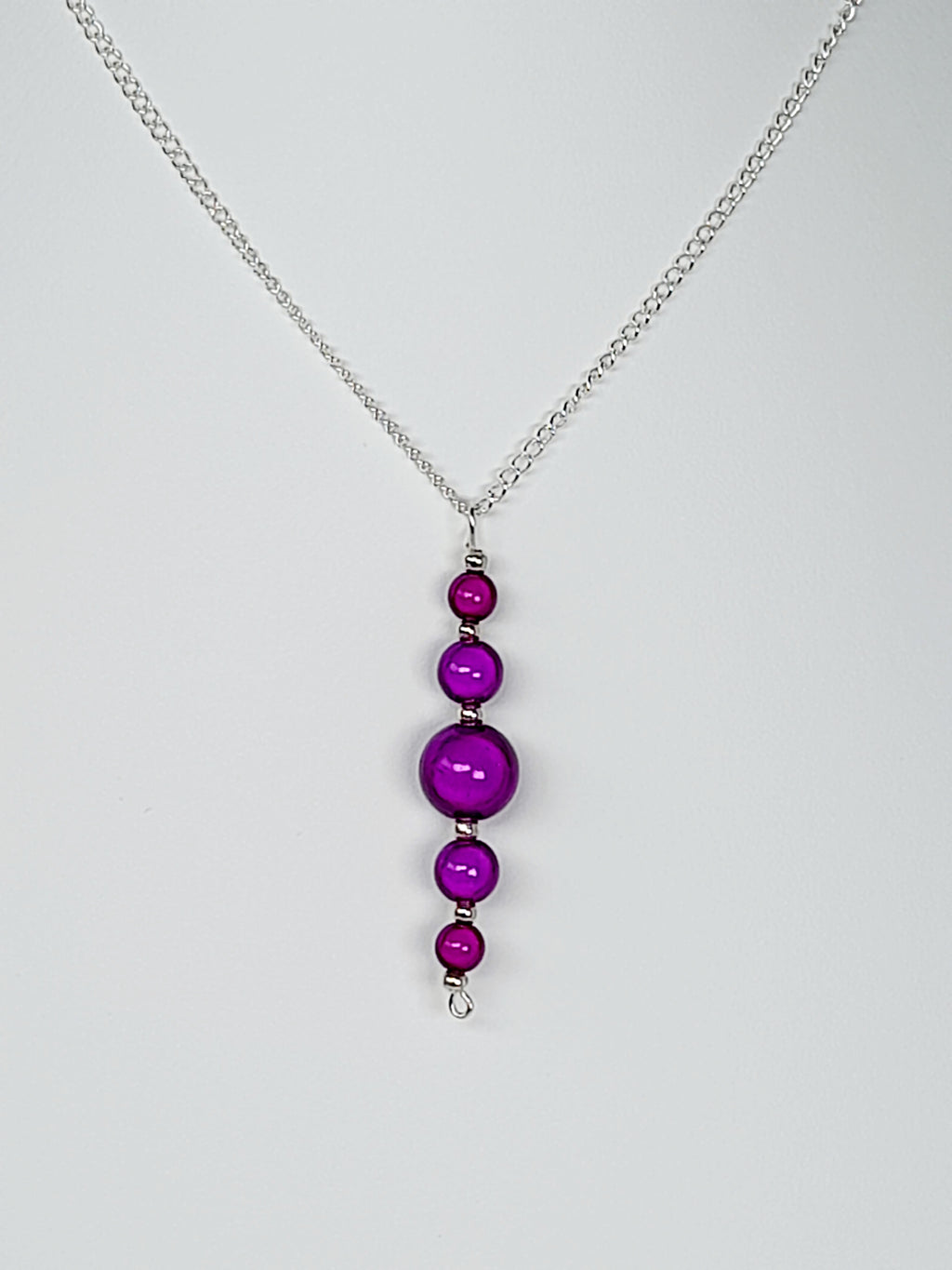 Purple Miracle Bead Pendant Necklace, Handmade, Lightweight 18‑Inch Necklace