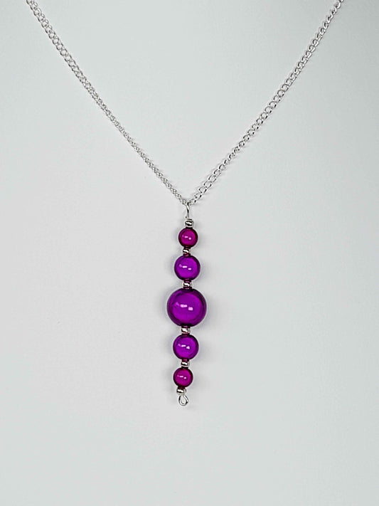 Purple Miracle Bead Pendant Necklace, Handmade, Lightweight 18‑Inch Necklace