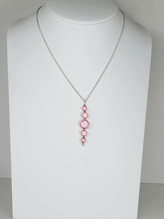 Pale Pink Miracle Bead Pendant Necklace, Handmade, Lightweight 18‑Inch Necklace