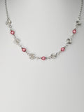 Dainty Silver Spiral Necklace with Pale Pink Miracle Beads,  Handmade Lightweight Jewellery