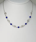 Dainty Silver Spiral Necklace with Blue Miracle Beads,  Handmade Lightweight Jewellery
