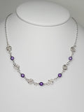 Dainty Silver Spiral Necklace with Lilac Miracle Beads,  Handmade Lightweight Jewellery