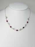Dainty Silver Spiral Necklace with Purple Miracle Beads,  Handmade Lightweight Jewellery