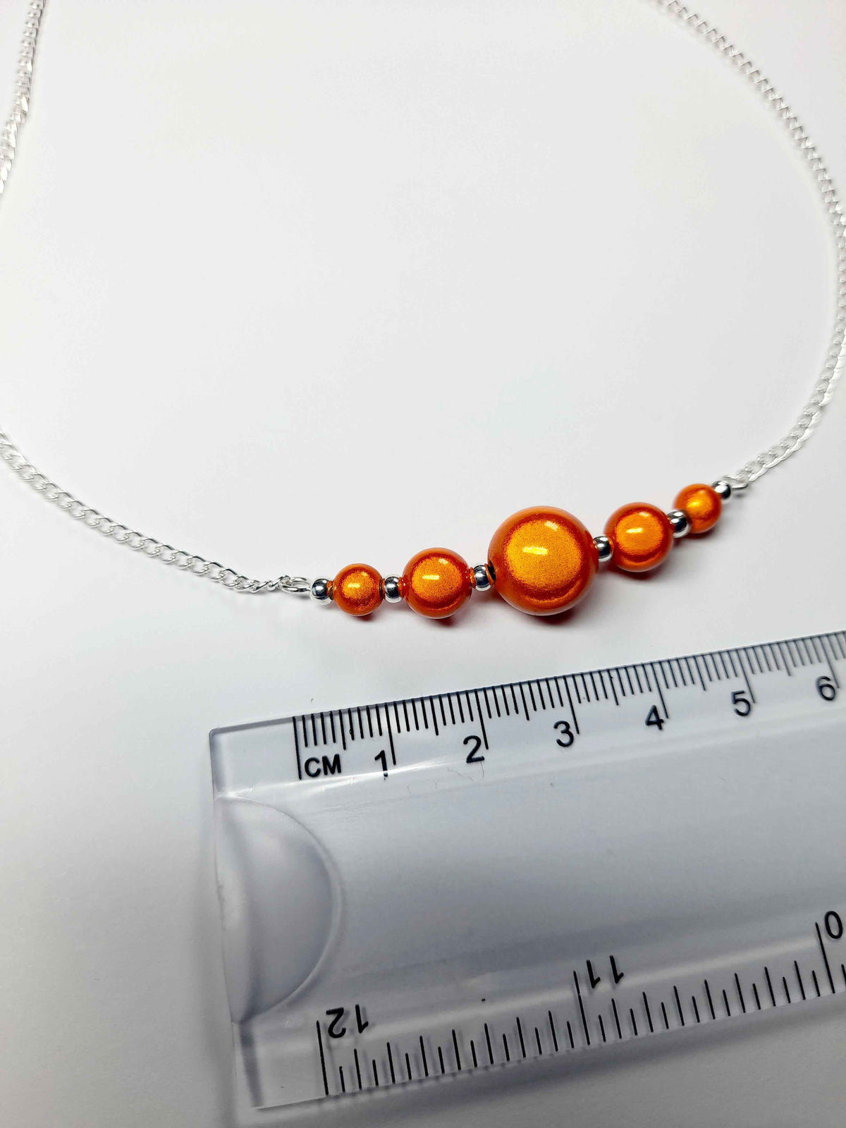 Bright Orange Miracle Bead Necklace, Handmade, Lightweight 18‑Inch Necklace