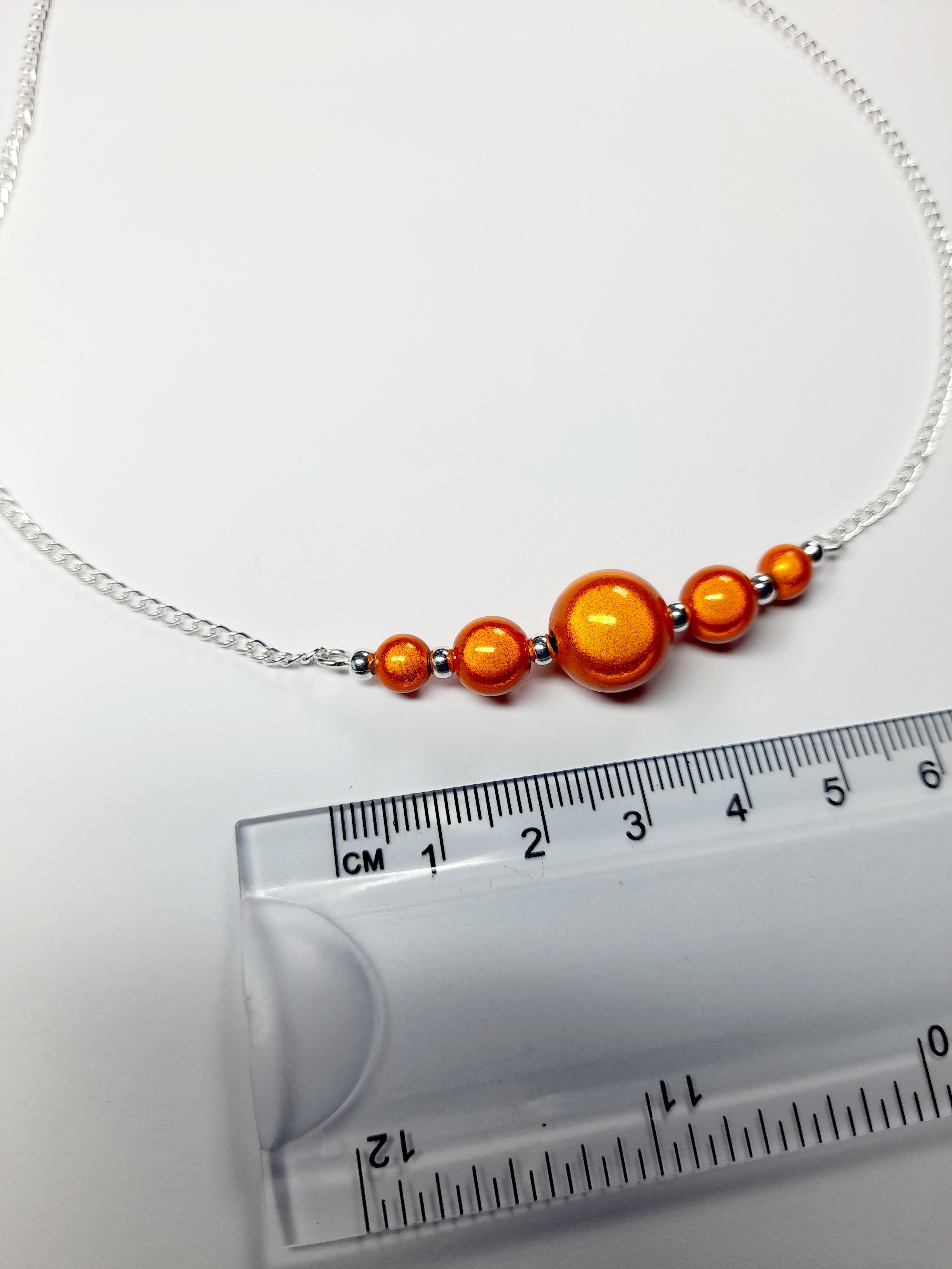 Bright Orange Miracle Bead Necklace, Handmade, Lightweight 18‑Inch Necklace