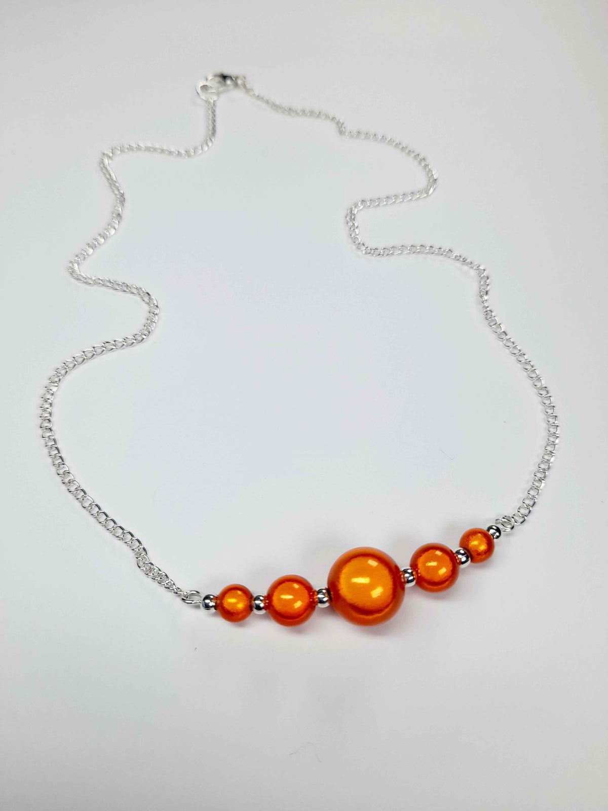 Bright Orange Miracle Bead Necklace, Handmade, Lightweight 18‑Inch Necklace