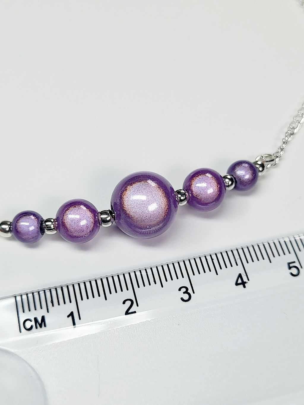 Lilac Miracle Bead Necklace, Handmade, Lightweight 18‑Inch Necklace