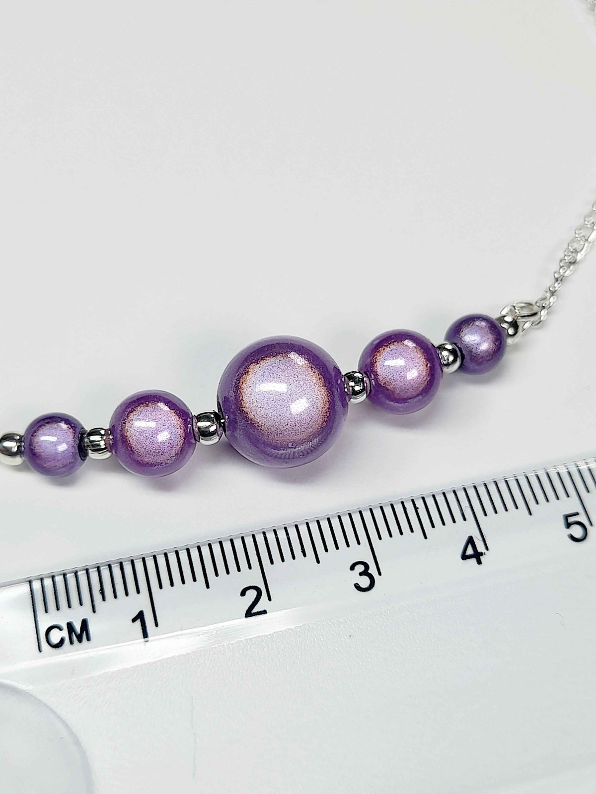 Lilac Miracle Bead Necklace, Handmade, Lightweight 18‑Inch Necklace