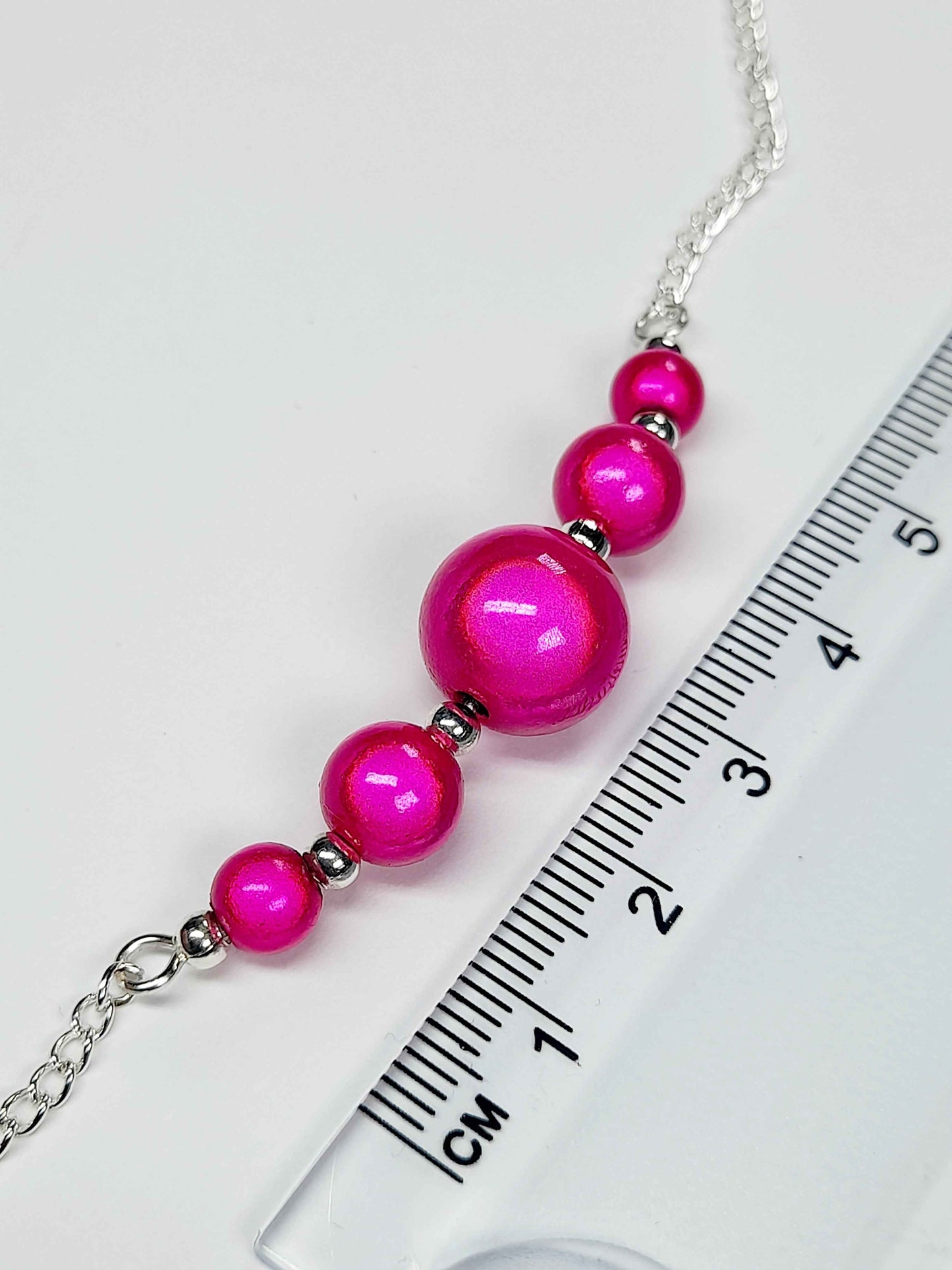 Bright Hot Pink Miracle Bead Necklace, Handmade, Lightweight 18‑Inch Necklace