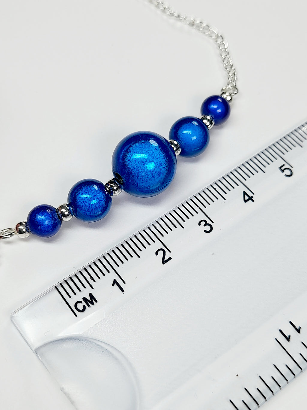 Bright Blue Miracle Bead Necklace, Handmade, Lightweight 18‑Inch Necklace