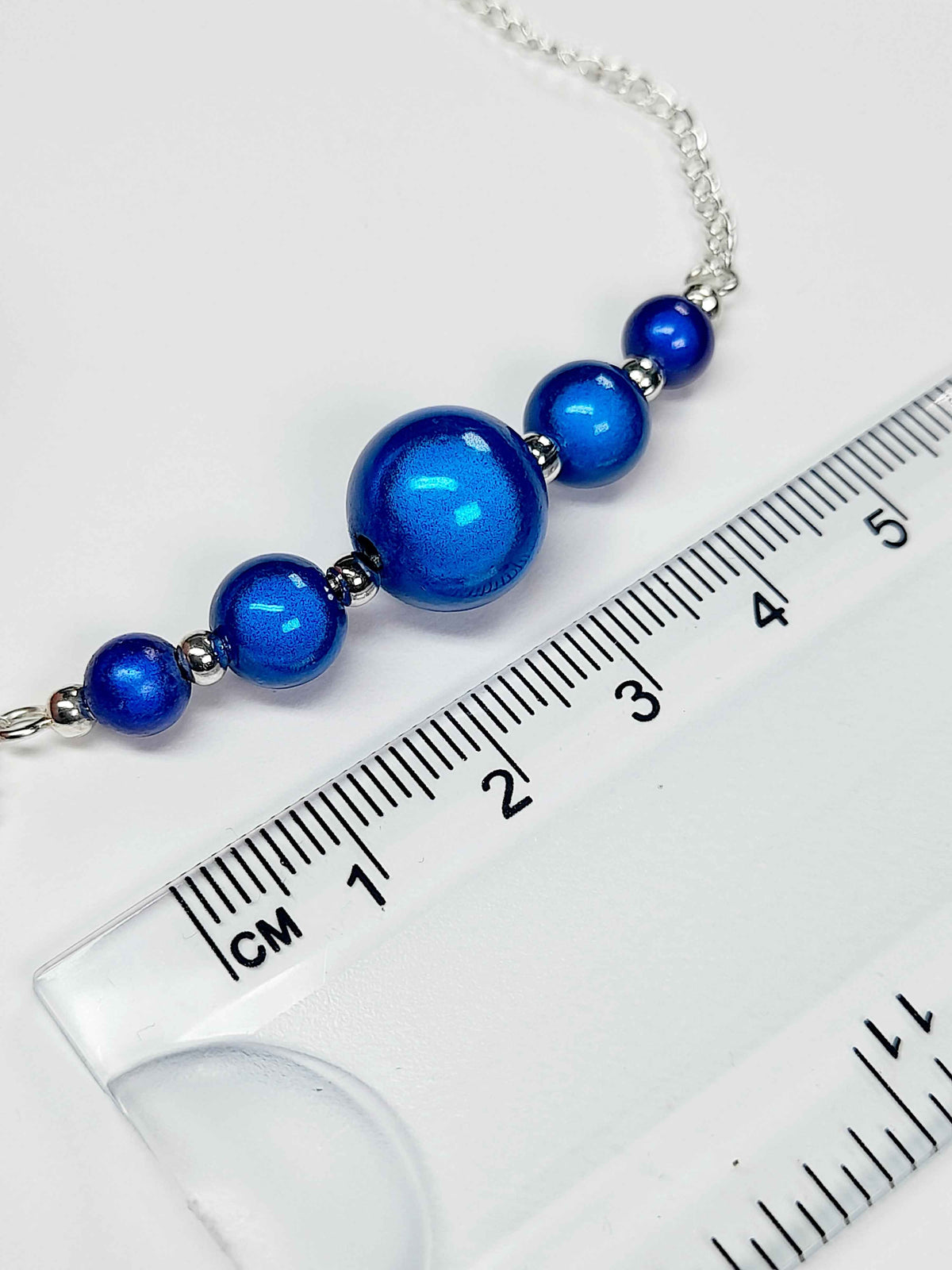 Bright Blue Miracle Bead Necklace, Handmade, Lightweight 18‑Inch Necklace