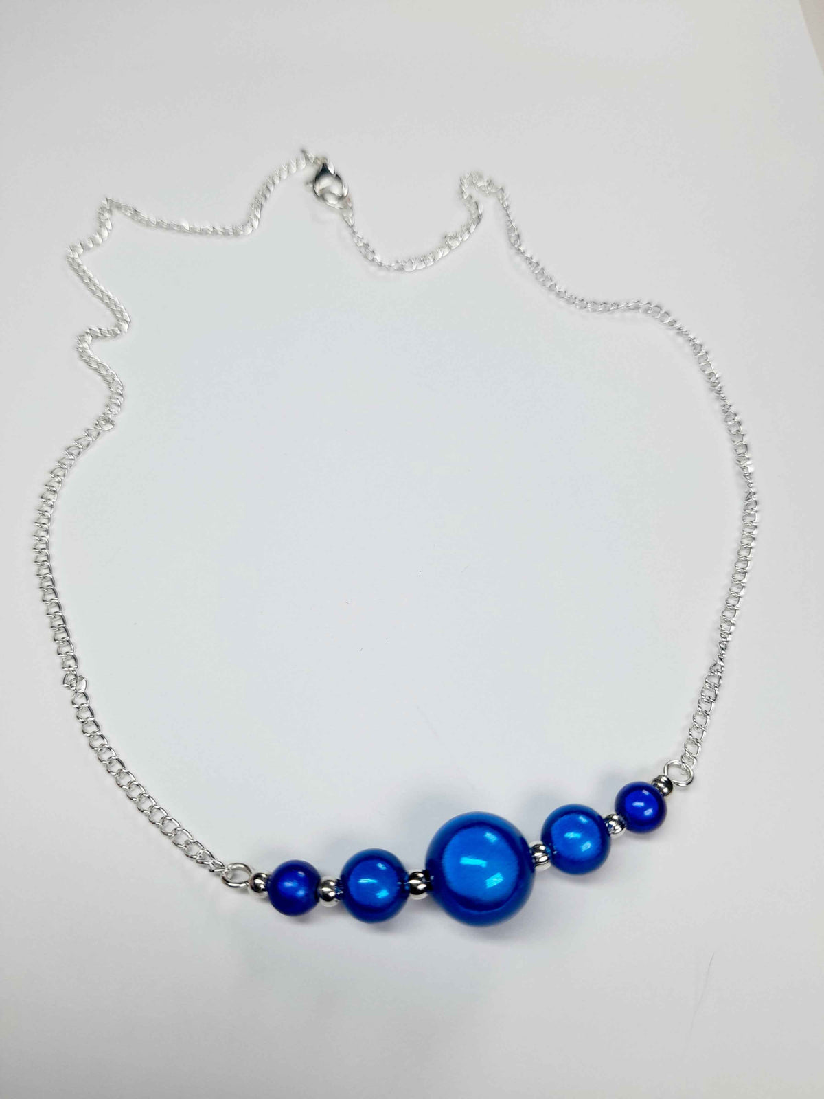 Bright Blue Miracle Bead Necklace, Handmade, Lightweight 18‑Inch Necklace