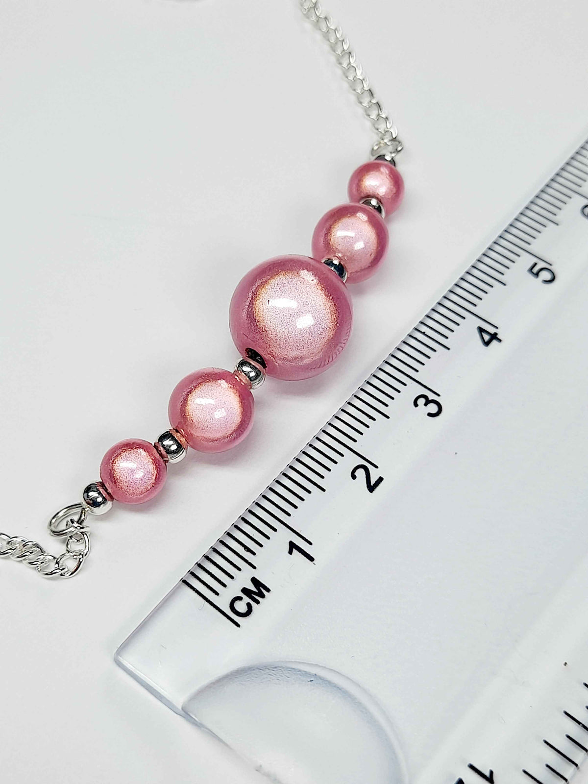 Pale Pink Miracle Bead Necklace, Handmade, Lightweight 18‑Inch Necklace