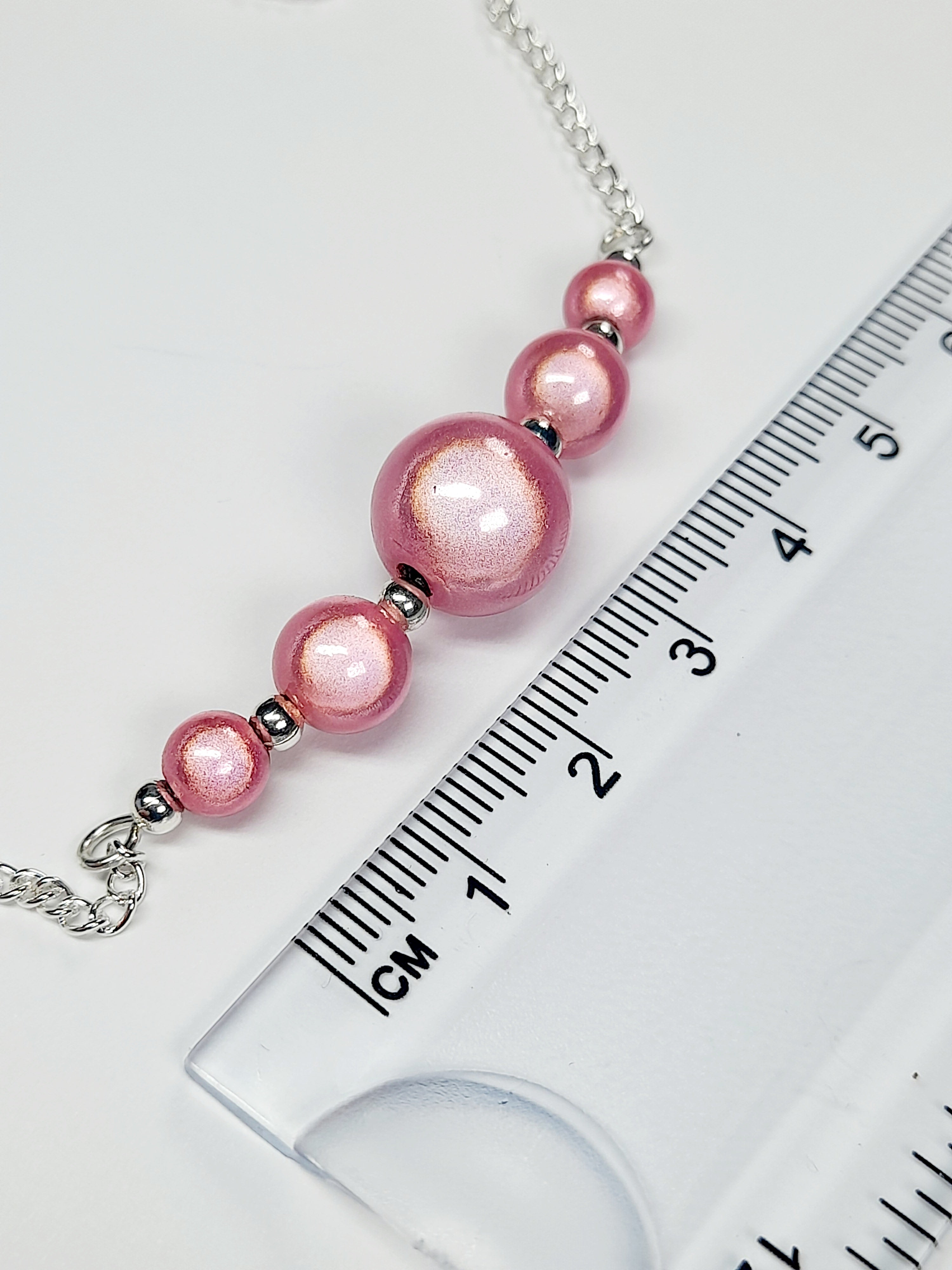 Pale Pink Miracle Bead Necklace, Handmade, Lightweight 18‑Inch Necklace