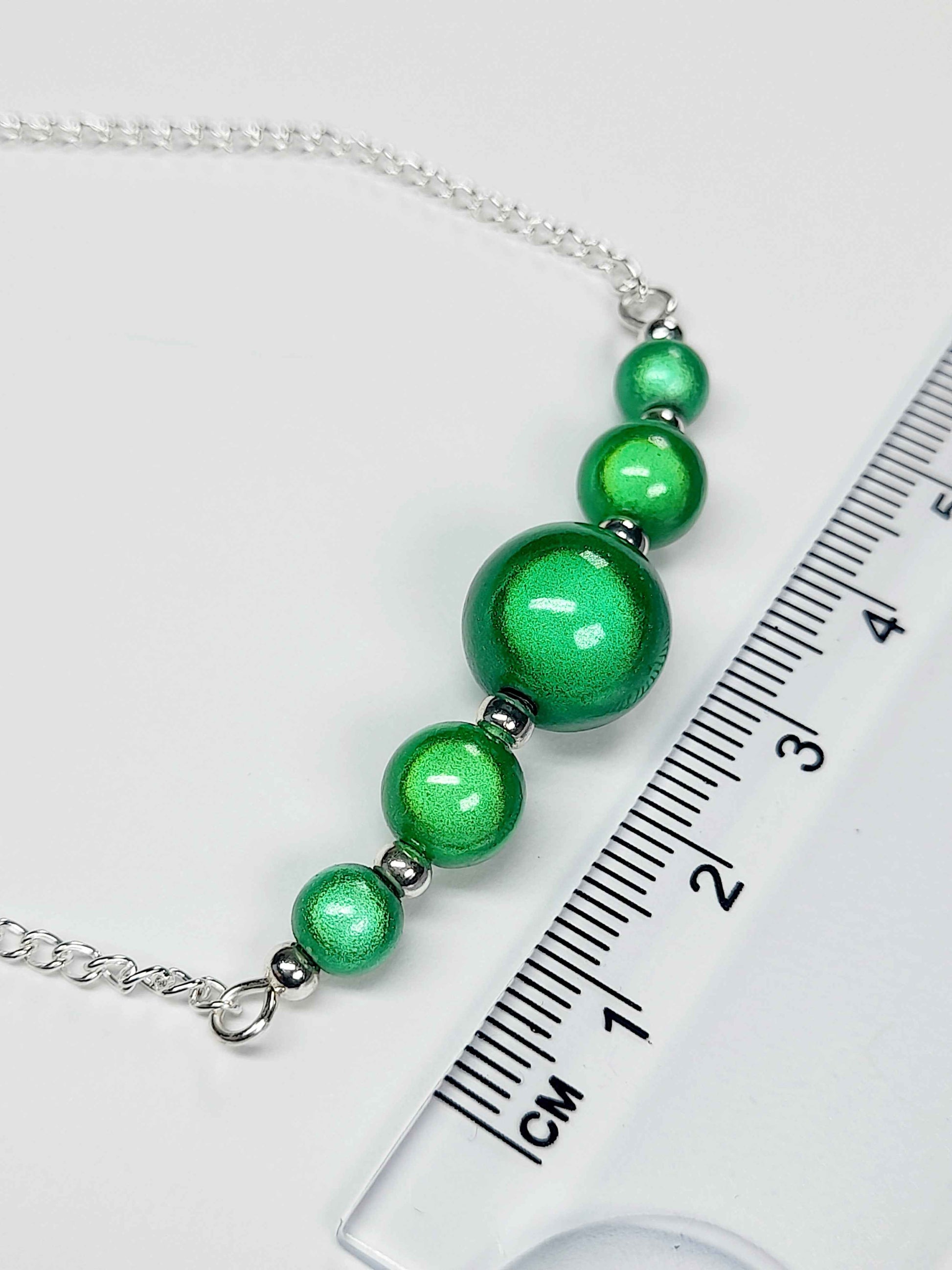 Bright Green Miracle Bead Necklace, Handmade, Lightweight 18‑Inch Necklace