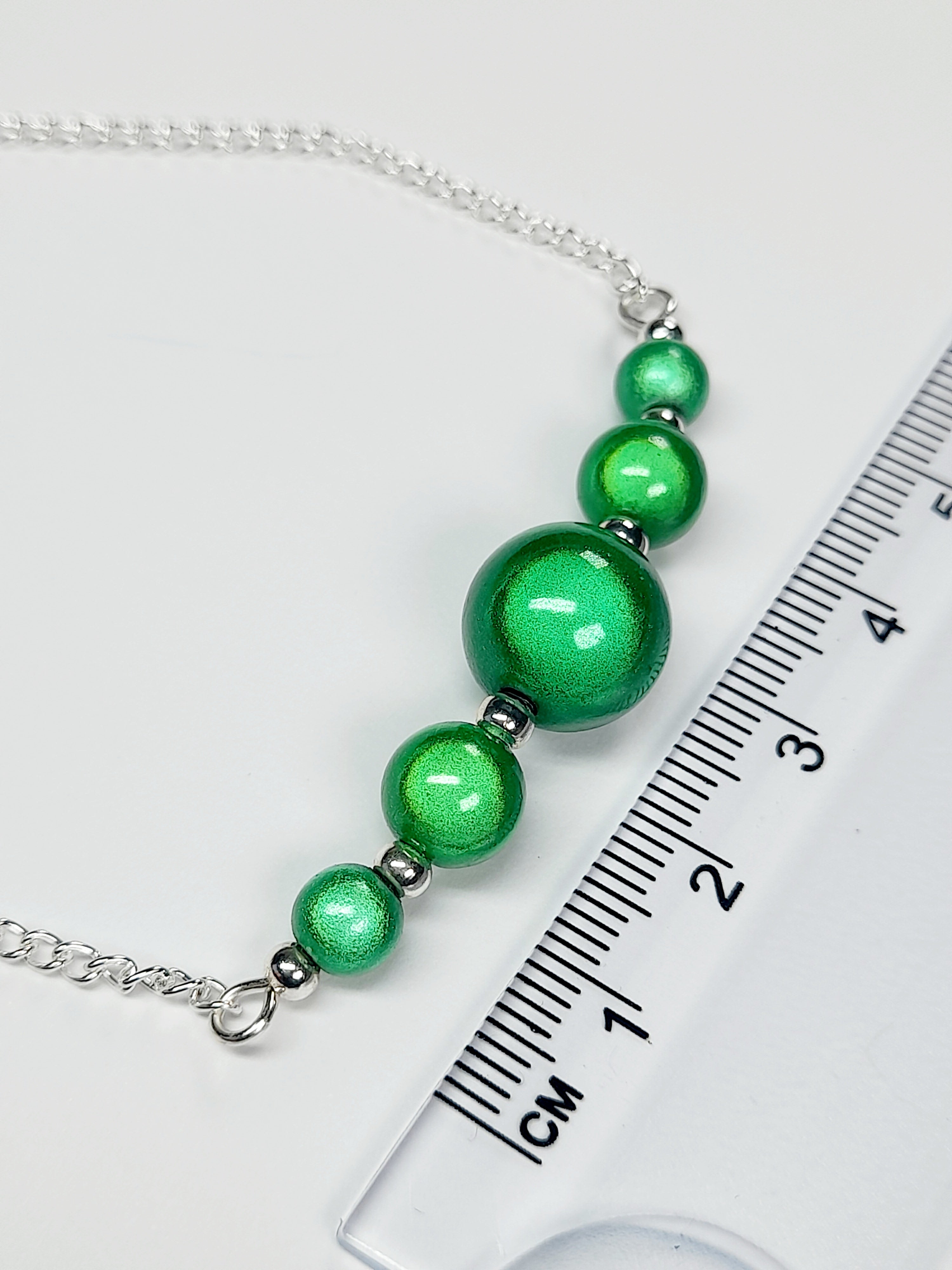 Bright Green Miracle Bead Pendant Necklace, Handmade, Lightweight 18‑Inch Necklace