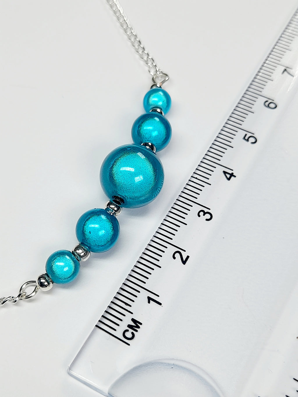 Turquoise Blue Miracle Bead Necklace, Handmade, Lightweight 18‑Inch Necklace